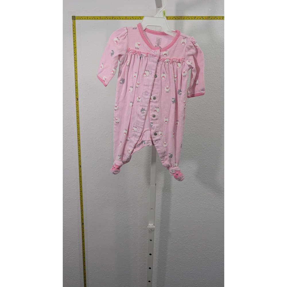 Just One You by Carters Baby Girls Pink Sheep‎ Footed Sleeper Snap Up Pajamas 3M